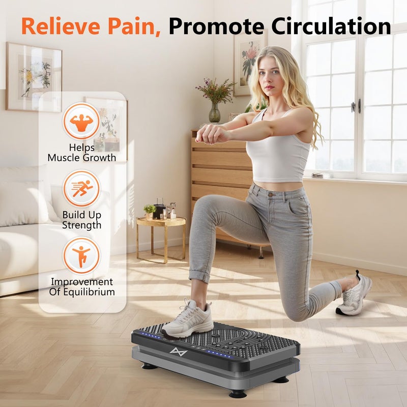 AXV Vibration Plate Fitness Platform Exercise Machine Vibrating Shaking Full Body Shaker Workout Vibrate Stand Shake Board Sport Gym for Weight Loss Fat Burner for Women Men - Image 3