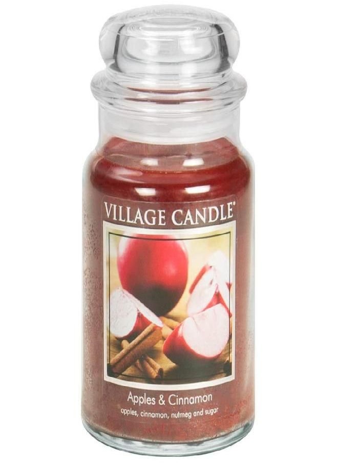 Village Candle Village Candle Apples & Cinnamon Large Apothecary Jar, Scented Candle, 21.25 oz.  - Image 1