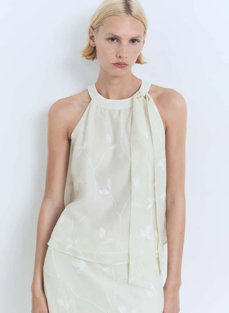 MANGO Halter-Neck Top With Knot Detail