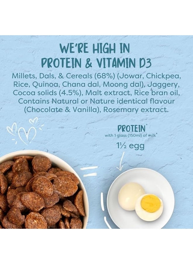 Troovy Healthy Choco Cereal | All Natural Ingredients | Made with Millets, Dals & Cereals, Jaggery Sweetened | No Preservatives, No Palm Oil, No Refined Sugar | 230gm - Image 3