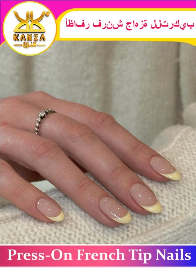Kanza 24 قطعة أظافر لاصقة، أظافر مزيفة، مجموعة أظافر مزيفة للفتيات والنساء، ملحقات فن الأظافر، أظافر لاصقة مع ملصقات لاصقة للتطبيق السهل، مجموعة أظافر لاصقة - Image 1