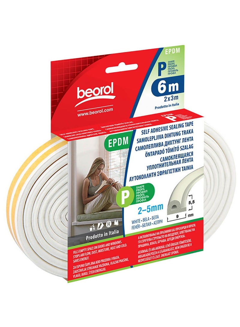 بيورول شريط لاصق ذاتي اللصق على شكل حرف "P" أبيض 2 × 3 متر