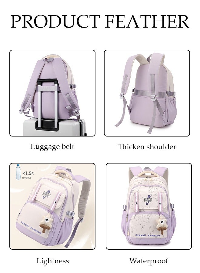 DUNISO Girl's School Backpack Waterproof Book Bag with Compartments and Doll Pendant for Teen Girl Kid Students Elementary School Kids' School Bag With Large Capacity - Image 5