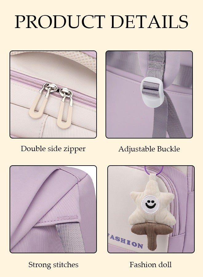 DUNISO Girl's School Backpack Waterproof Book Bag with Compartments and Doll Pendant for Teen Girl Kid Students Elementary School Kids' School Bag With Large Capacity - Image 3