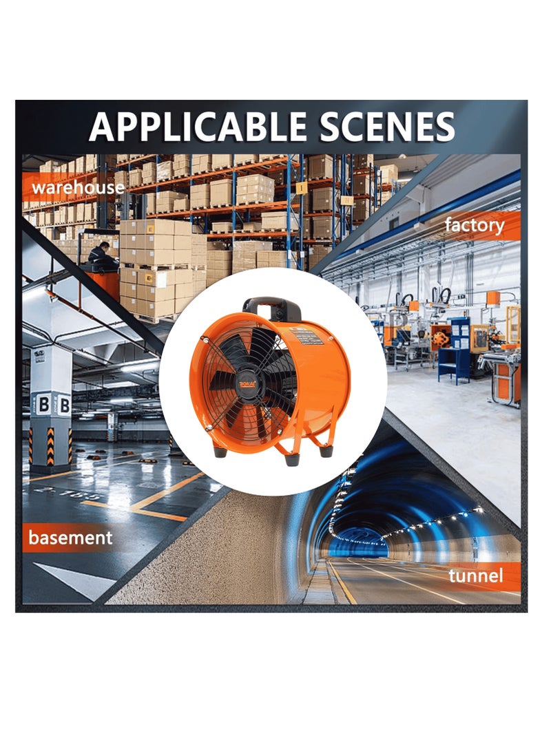 بوناي مروحة تهوية صناعية من بوناي، مقاس ١٢ بوصة، ٦٠٠ واط | منفاخ محوري عالي السرعة ٢٩٠٠ دورة في الدقيقة | محرك هواء محمول عالي التحمل، ٦٢ متر مكعب/دقيقة، ٣٥٠ باسكال | طور واحد ٢٢٠ فولت، مناسب للمرآب، الورش، والإنشاءات - Image 3