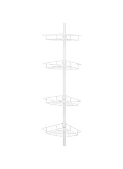4-Tier Tension Pole Adjustable Wire Design Shower Caddy White 97 x 11.6 x 8.1 Inch 2156WW