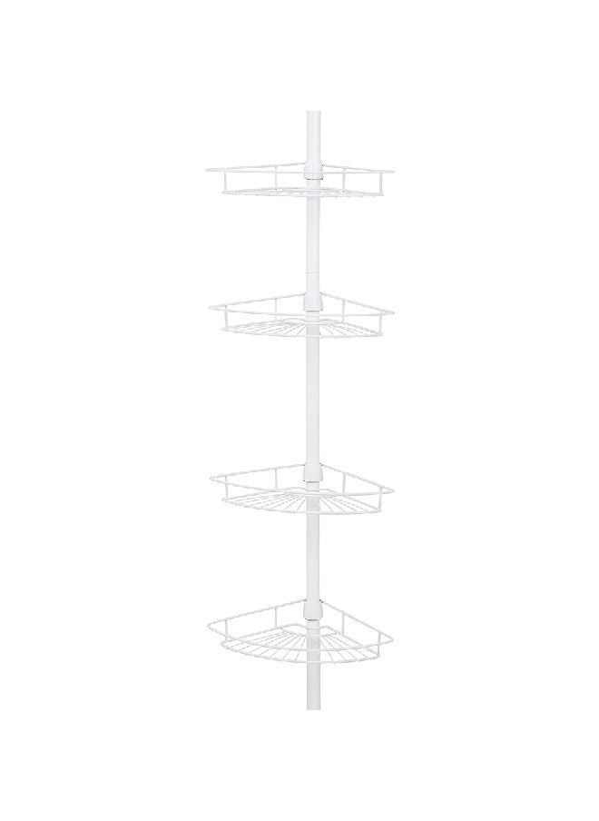 Zenna Home - 4-Tier Tension Pole Adjustable Wire Design Shower Caddy White 97 x 11.6 x 8.1 Inch 2156WW - Image 1