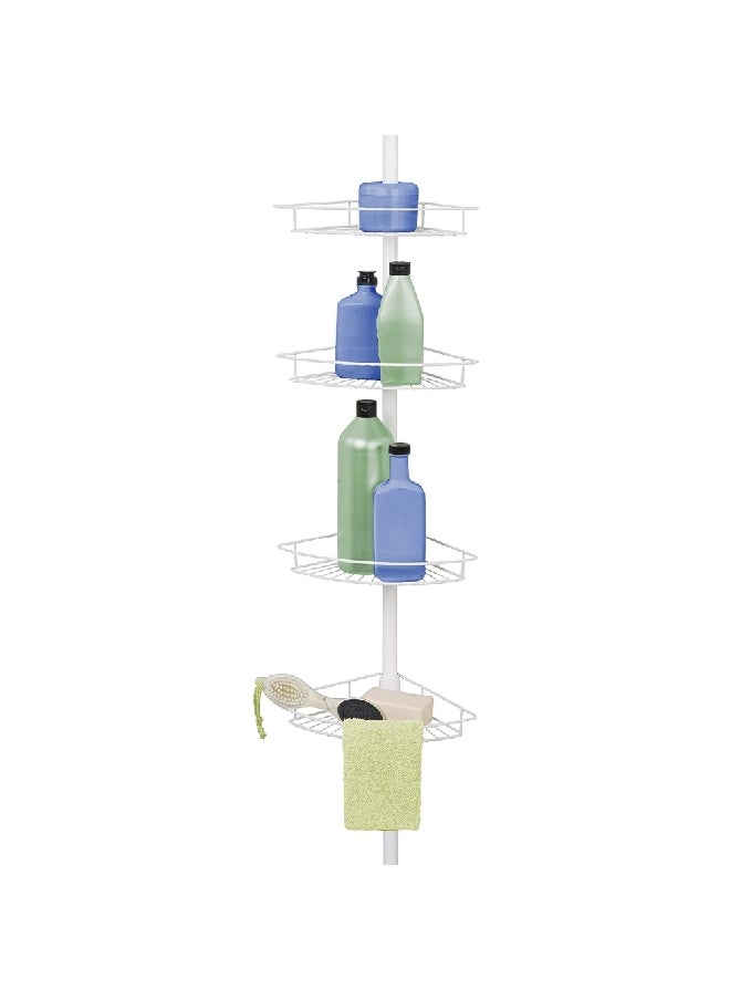 Zenna Home - 4-Tier Tension Pole Adjustable Wire Design Shower Caddy White 97 x 11.6 x 8.1 Inch 2156WW - Image 1
