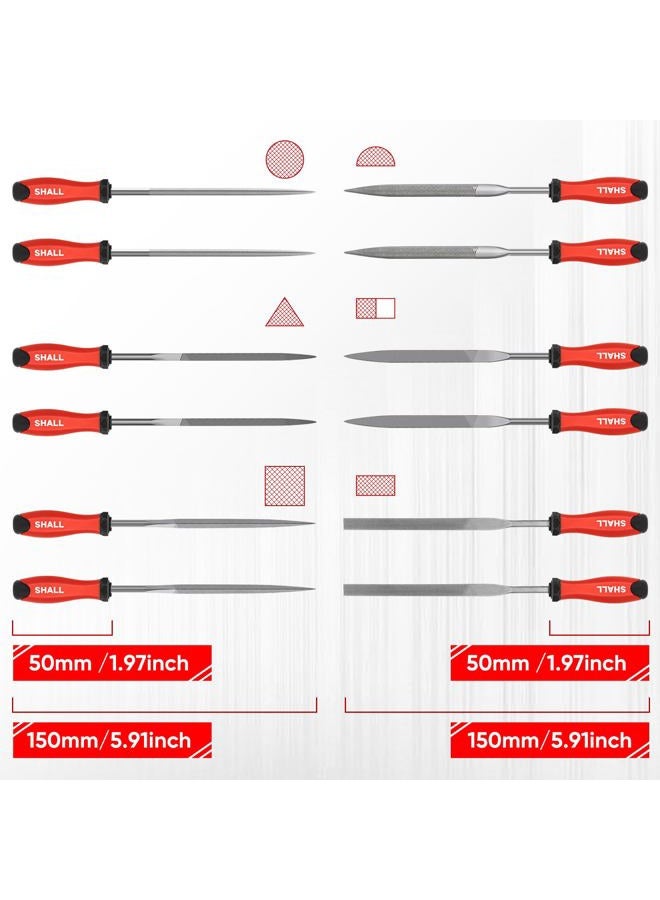 SHALL 17 Pc Metal File Set,for Metal,Wood & Plastic,4xHand & 12xNeedle Files,Wire Brush,High Quality Metal File with Storage Box - Image 3