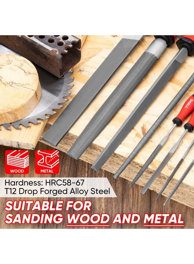 SHALL 17 Pc Metal File Set,for Metal,Wood & Plastic,4xHand & 12xNeedle Files,Wire Brush,High Quality Metal File with Storage Box - Image 4