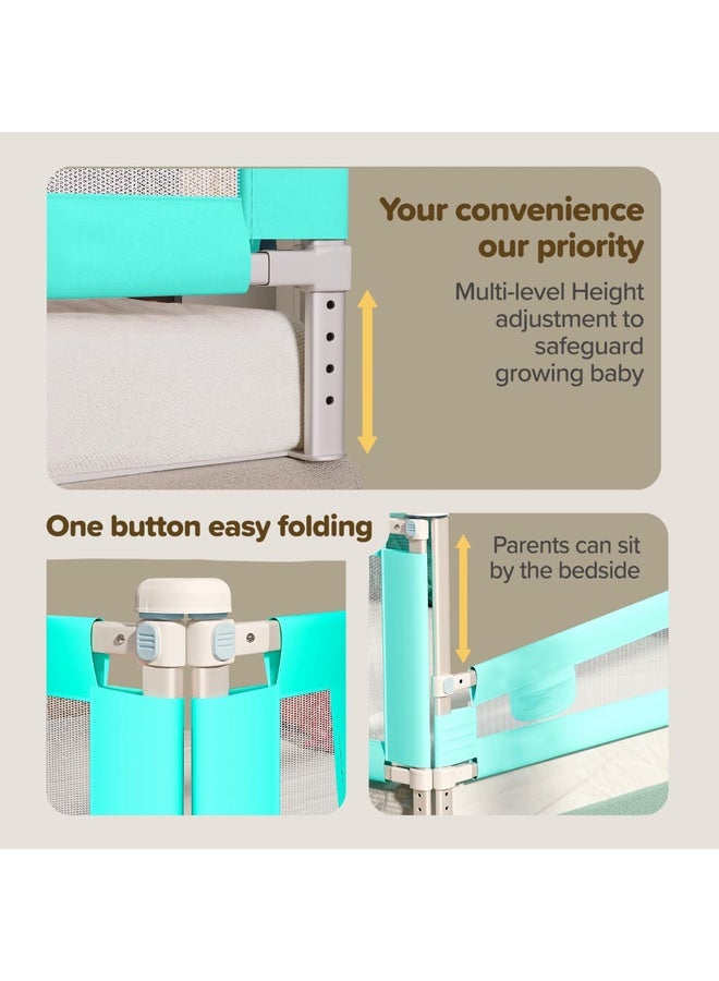 Luvlap Comfy Baby Bed Rail Guard (180cmx72cm), Bed Rails for Baby & Toddler Safety, Portable, Adjustable Height, Single Side Bed Rail, Pack of 1, Blue - Image 5