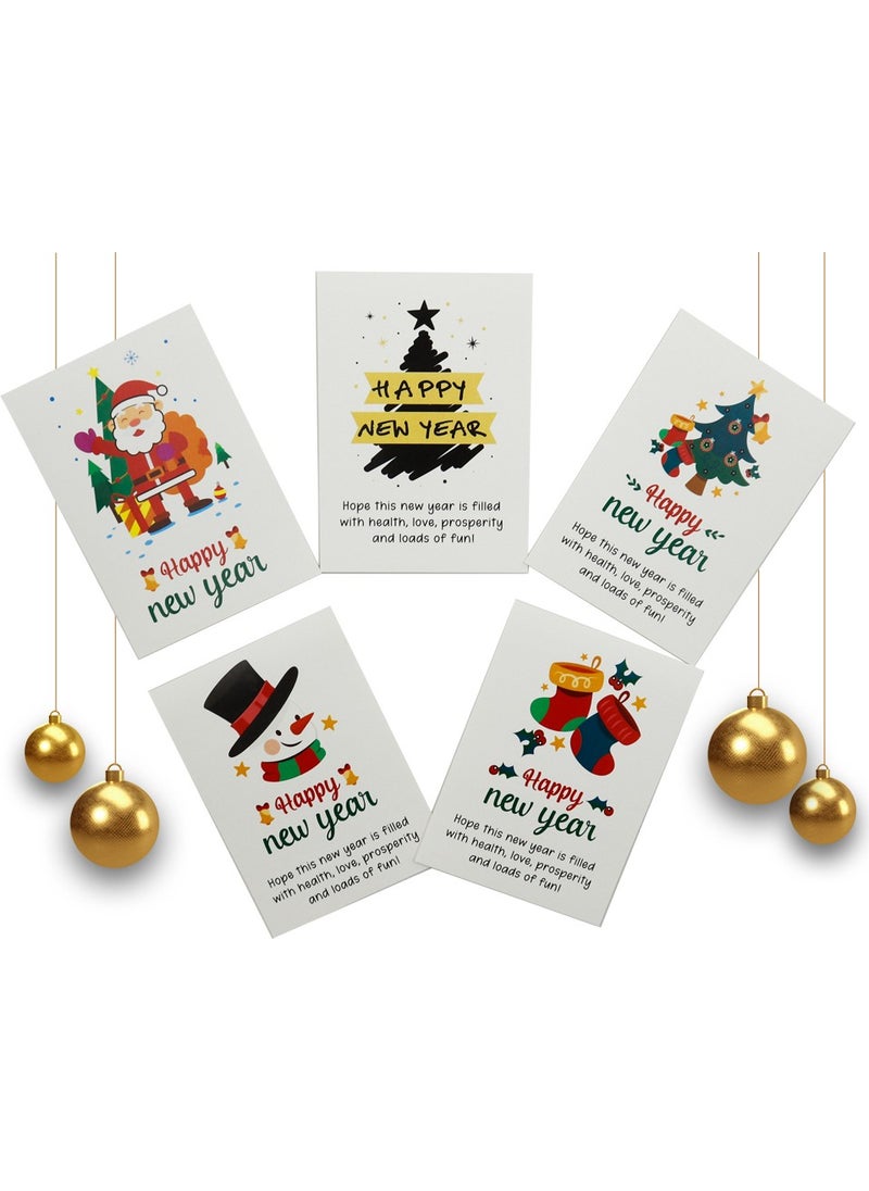 Repro Design - 10X14 cm New Year Themed 5 Pieces Greeting Card Model-1 Happy New Year - Image 1