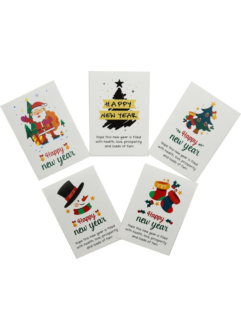 Repro Design - 10X14 cm New Year Themed 5 Pieces Greeting Card Model-1 Happy New Year - Image 1
