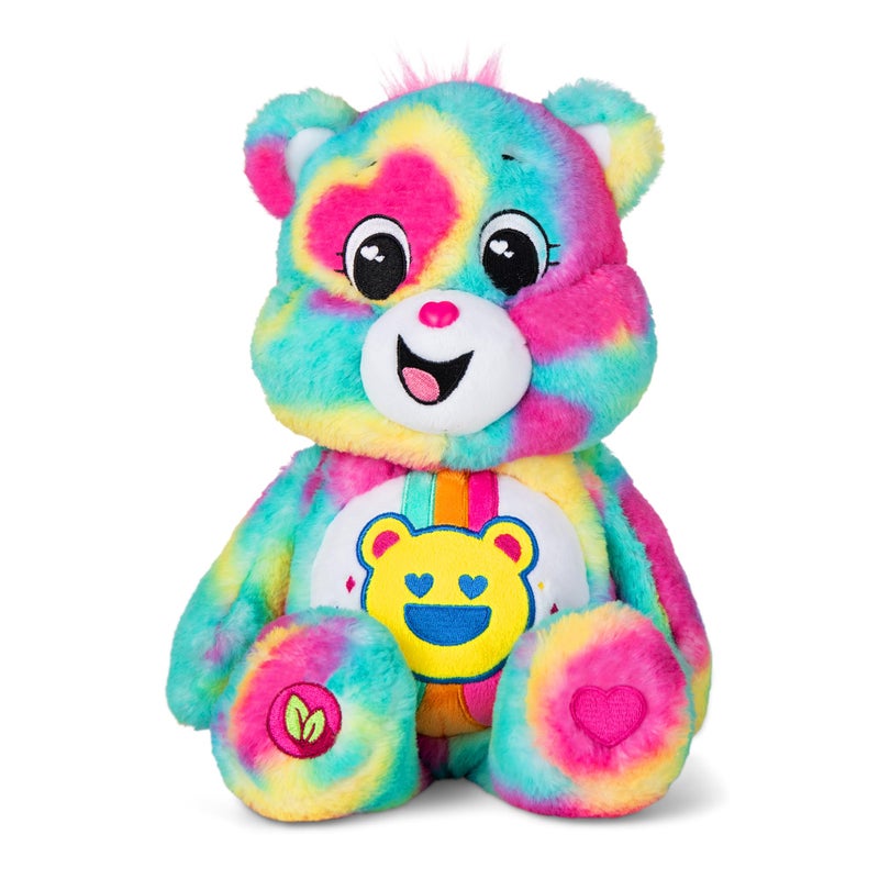 Basic Fun Care Bears 14” Good Vibes Bear- Tie-Dye Multicolored Plushie for Ages 4+ – Perfect Stuffed Animal Support Gift, Super Soft and Cuddly – Good for Girls and Boys, Employees, Collectors - Image 1