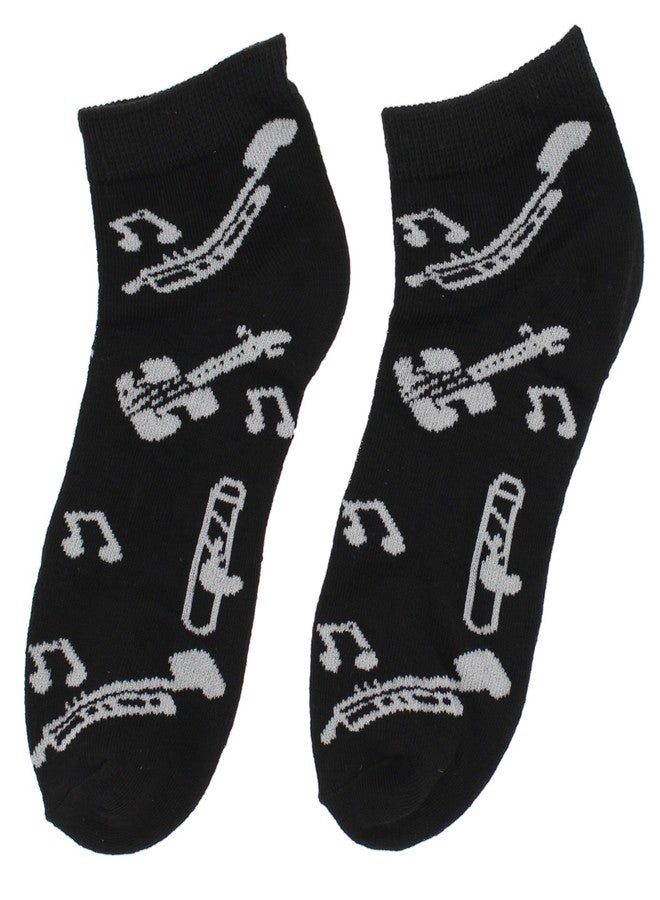 Everbright Women's Black White Music Notes, Piano Keys, Instruments Ankle Low Cut Socks, (6Pr) - Image 2