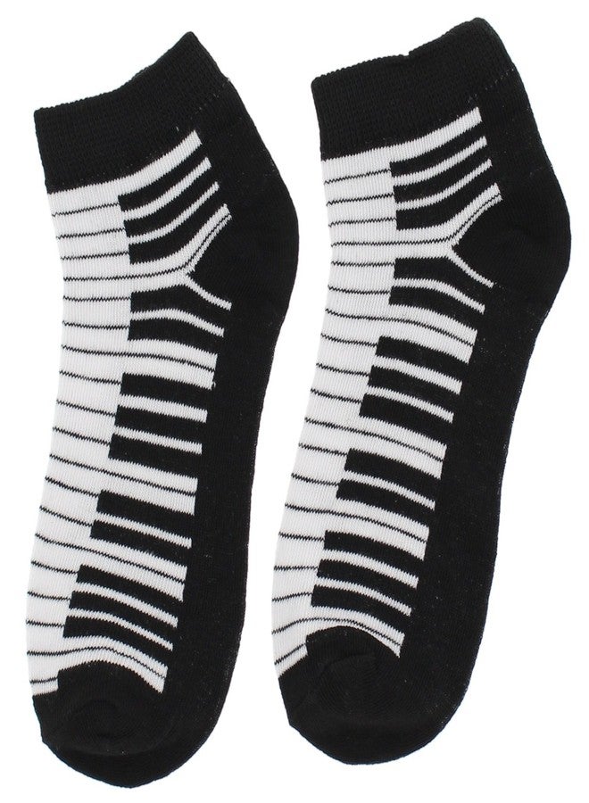 Everbright Women's Black White Music Notes, Piano Keys, Instruments Ankle Low Cut Socks, (6Pr) - Image 3