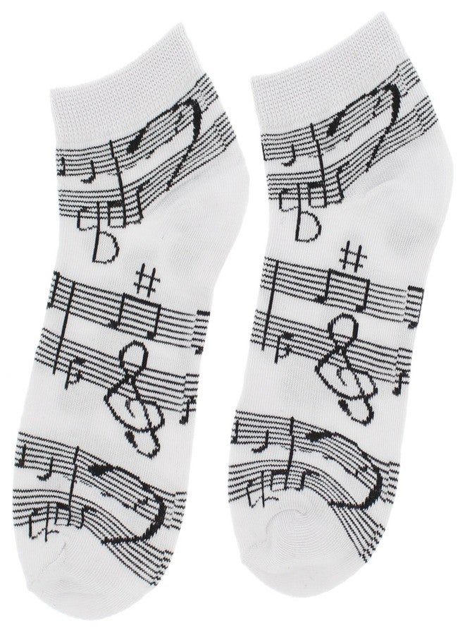 Everbright Women's Black White Music Notes, Piano Keys, Instruments Ankle Low Cut Socks, (6Pr) - Image 4