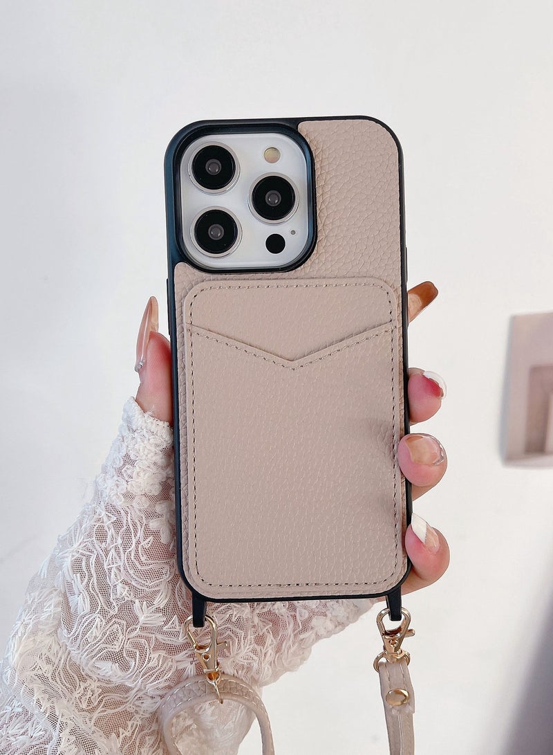Suteni Crossbody Strap Back Cover Card Slots Leather Phone Case for iPhone 