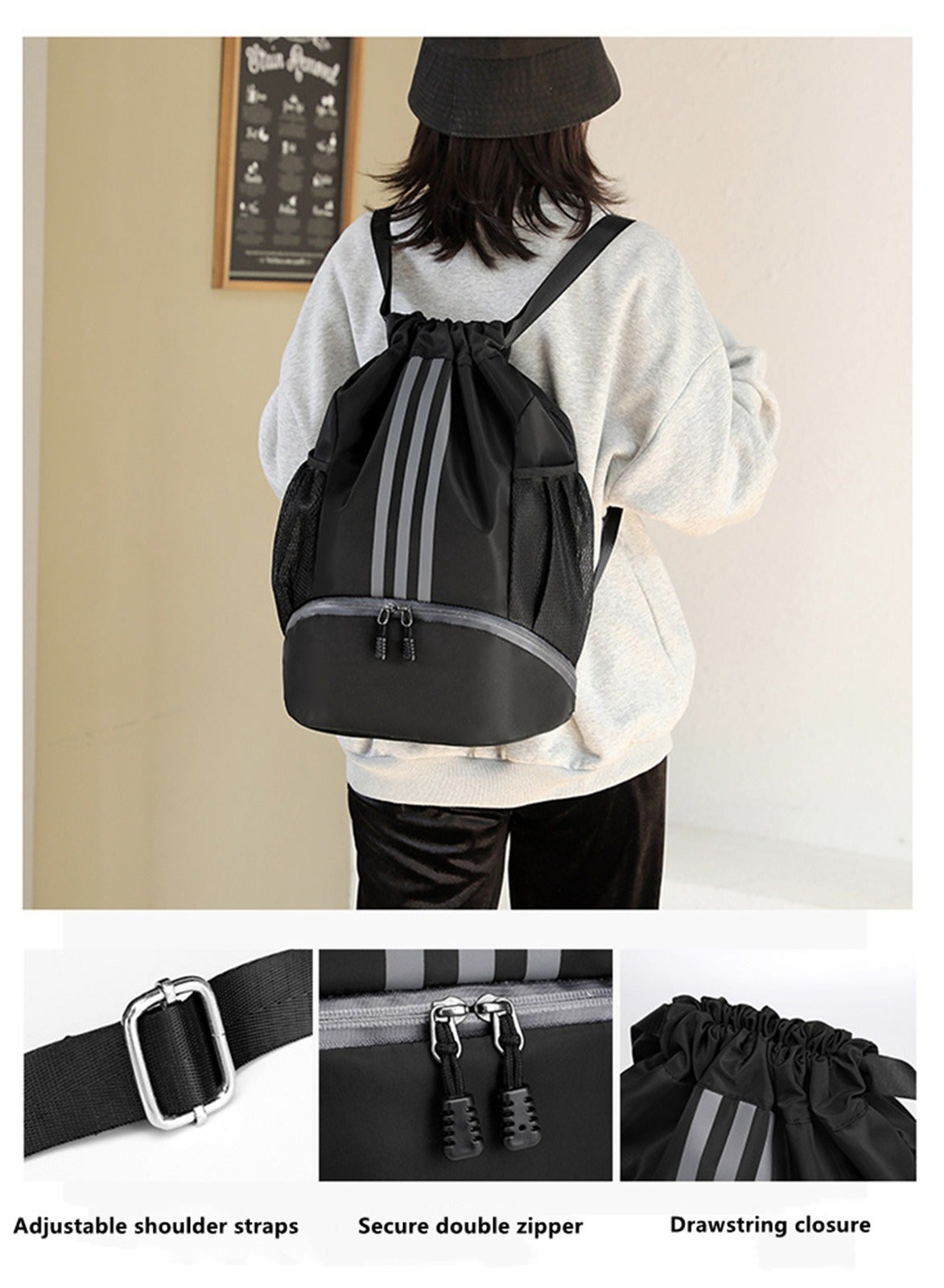Waterproof Drawstring Backpack Sports Gym Bag With Shoe Compartment Waterproof Drawstring Backpack Waterproof Drawstring Backpack Sports Gym Bag With Shoe Compartment Waterproof Drawstring Backpack