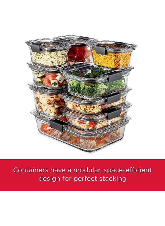 Brilliance Glass Storage Set of 9 Food Containers with Lids (18 Pieces Total), Set, Assorted, Clear