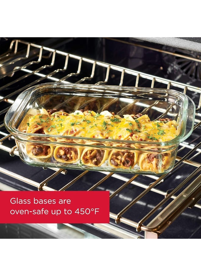 Brilliance Glass Storage Set of 9 Food Containers with Lids (18 Pieces Total), Set, Assorted, Clear