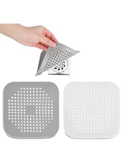 Generic 2 Pieces Square drain cover Bathroom floor drain filter  (White, gray)  - Image 1
