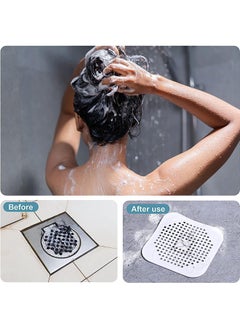 Generic 2 Pieces Square drain cover Bathroom floor drain filter  (White, gray)  - Image 3