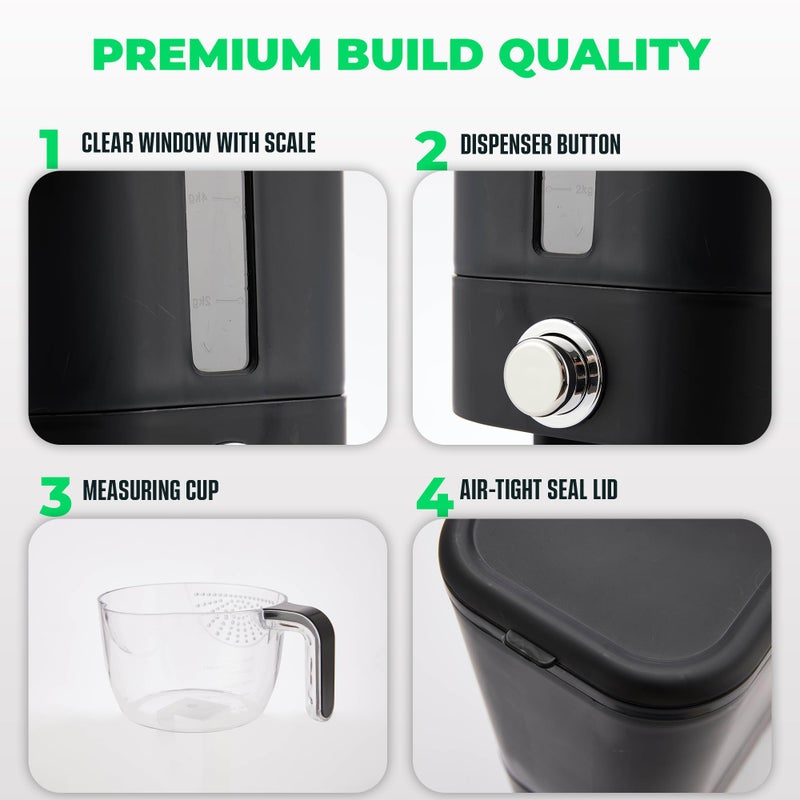 Culmino Rice Dispenser 25 lbs I Rice Storage Container 25 lbs with Sponge, Scoop & Measuring Cup I Airtight Rice Container with Lid I Best Food Dispenser Rice Bucket I Cereal Dispenser for Pantry - Image 2