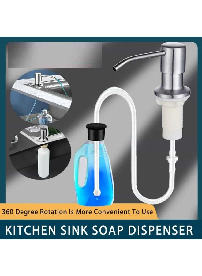 Kitchen Sink Soap Dispenser, Under Sink Soap Dispenser Pump, Good Suction Power, 47 Inch Extension Tube Connects Directly to Soap Container, 304 Stainless Steel with Leakproof - Image 2
