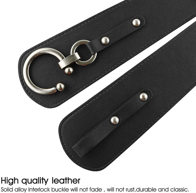 JASGOOD Women Halloween Cosplay Pirate Belt Vintage Wide Elastic Stretch Black Belt with Interlock Buckle - Image 3
