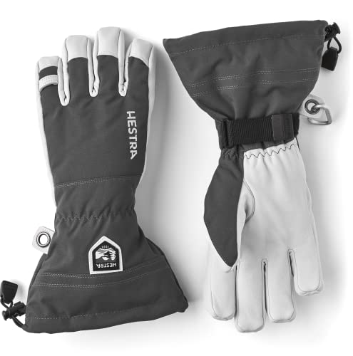 Hestra Army Leather Heli Ski Glove, 5-Finger Snow Glove for Skiing & Snowboarding for Men & Women - Grey - 11 - Image 1