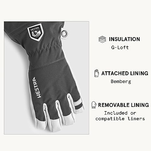 Hestra Army Leather Heli Ski Glove, 5-Finger Snow Glove for Skiing & Snowboarding for Men & Women - Grey - 11 - Image 5
