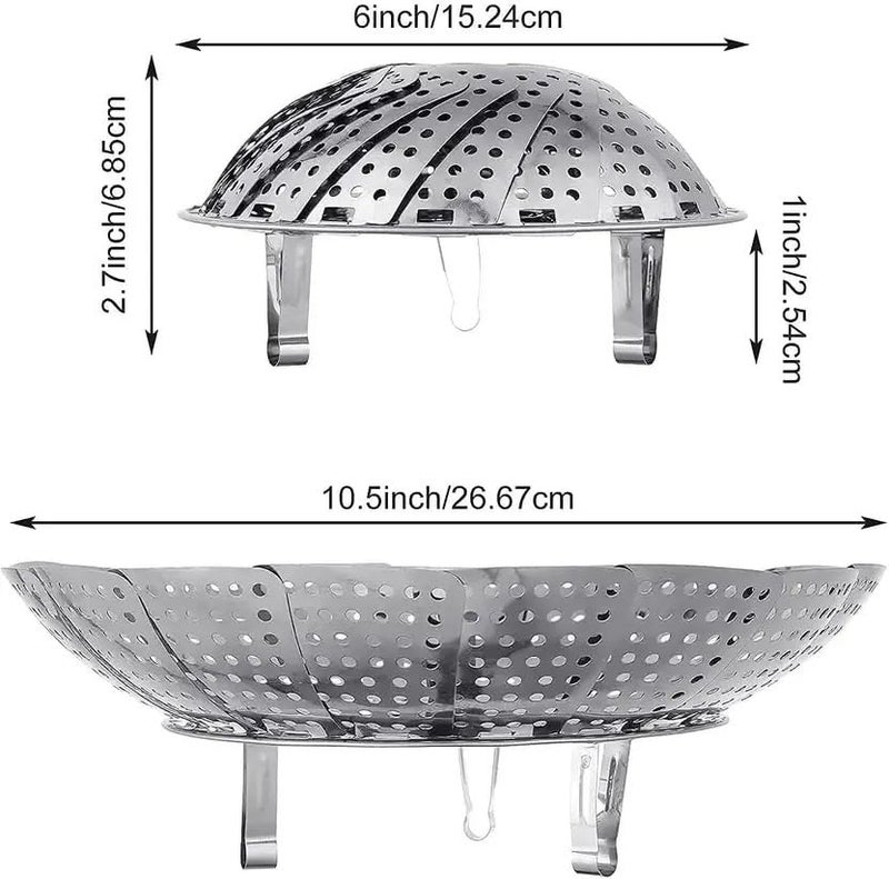 PANCA Stainless Steel Vegetable Steamer Basket | Expandable Steamer Insert for Cooking Vegetables, Fruits, Idli, Momos & Salad | Multi-Purpose Food Steaming & Draining Bowl for Pots & Pans (Vegetable Steamer) - Image 4