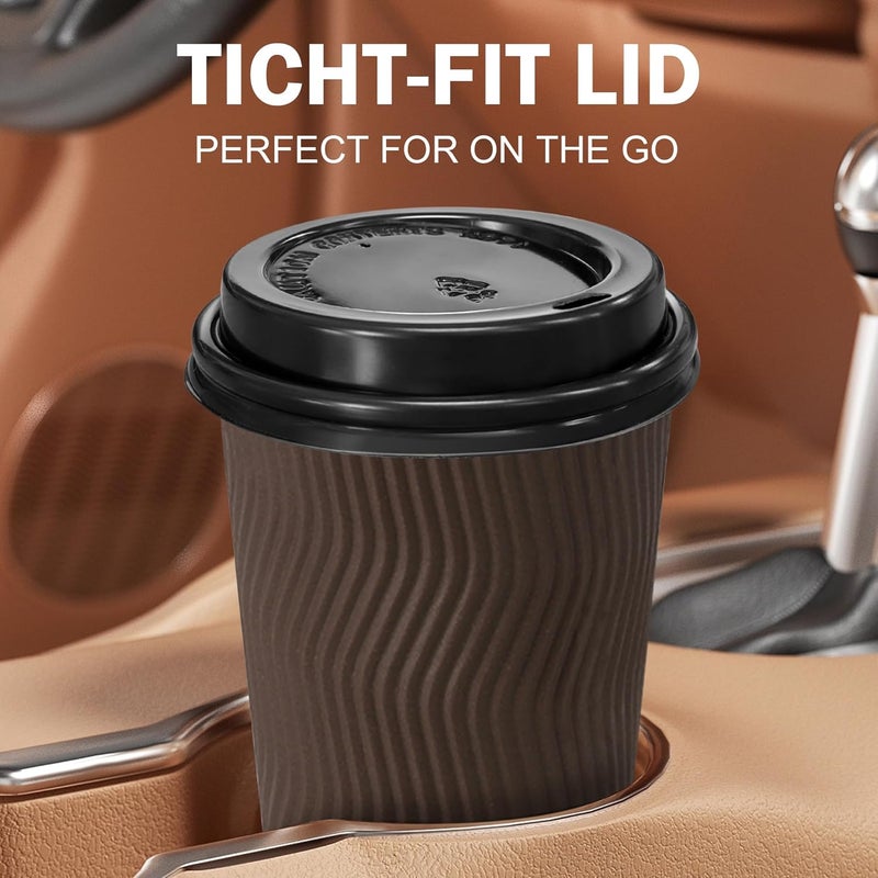 Clawsoff 200 Pack Black Coffee Cups Lids 3.54'', Disposable Plastic Lids for 10, 12, 16, 20, 24 oz Paper Cups, Hot or Cold Drinking Cup Lid for Espresso, Hot Beverage - Image 5
