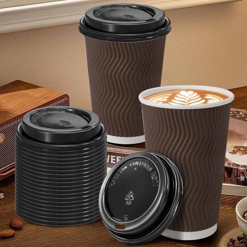 Clawsoff 200 Pack Black Coffee Cups Lids 3.54'', Disposable Plastic Lids for 10, 12, 16, 20, 24 oz Paper Cups, Hot or Cold Drinking Cup Lid for Espresso, Hot Beverage - Image 4