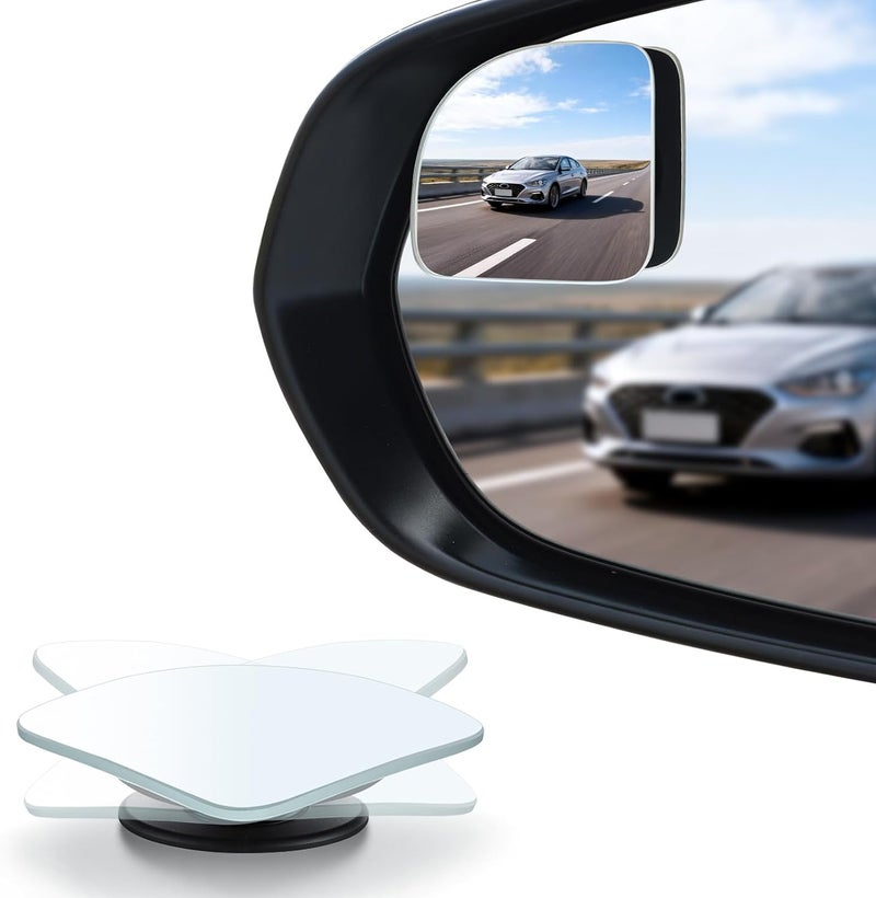 LivTee Blind Spot Mirror, Fan HD Glass Frameless Convex Rear View Mirror with wide angle Adjustable Stick for Cars SUV and Trucks, Pack of 2 - Image 1