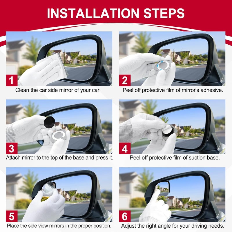 LivTee Blind Spot Mirror, Fan HD Glass Frameless Convex Rear View Mirror with wide angle Adjustable Stick for Cars SUV and Trucks, Pack of 2 - Image 4