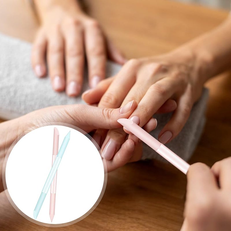 Sliverdew Glass Cuticle Pusher Set of 2 Cuticle Remover Tool Nail Cuticle Trimmer Double Sided Glass Manicure Stick Angled Cuticle Filing Pusher - Image 4