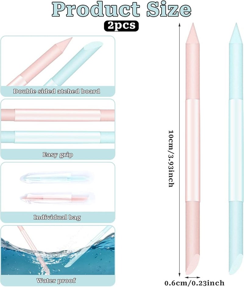 Sliverdew Glass Cuticle Pusher Set of 2 Cuticle Remover Tool Nail Cuticle Trimmer Double Sided Glass Manicure Stick Angled Cuticle Filing Pusher - Image 3