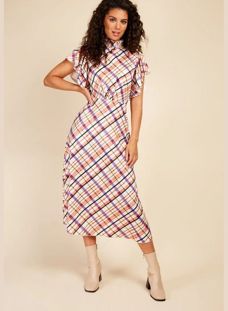 ليتل مسترس Little Mistress Check Satin Midaxi Dress