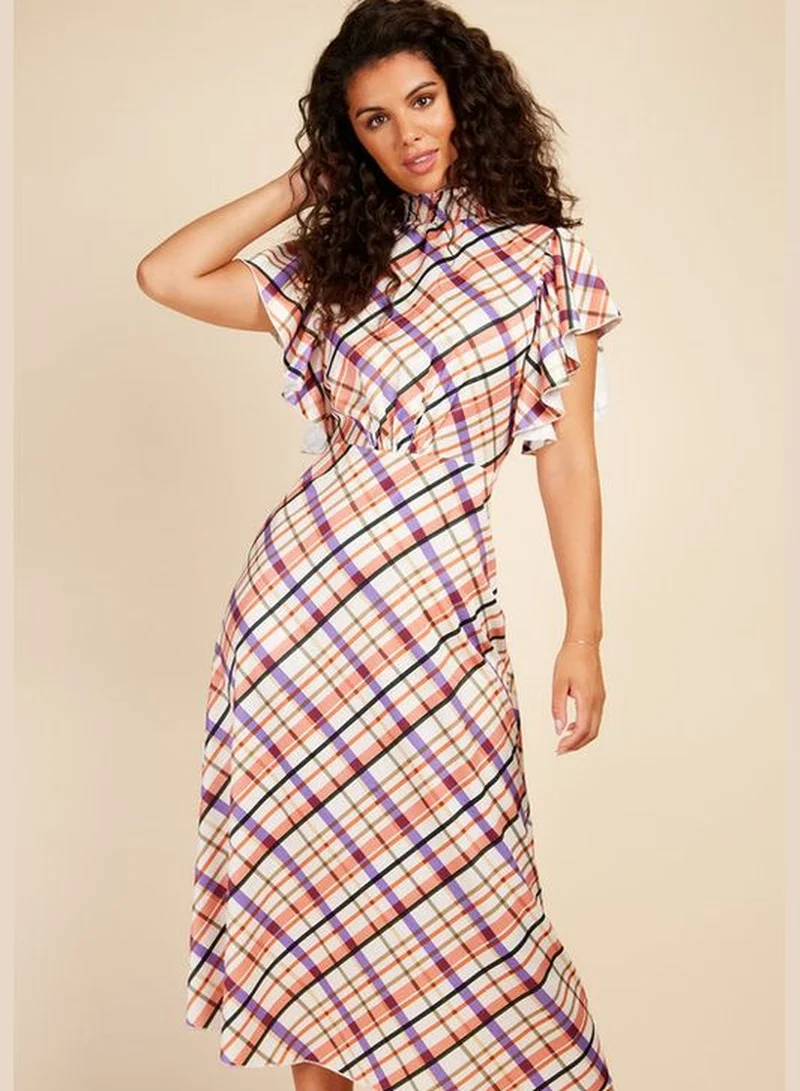 ليتل مسترس Little Mistress Check Satin Midaxi Dress