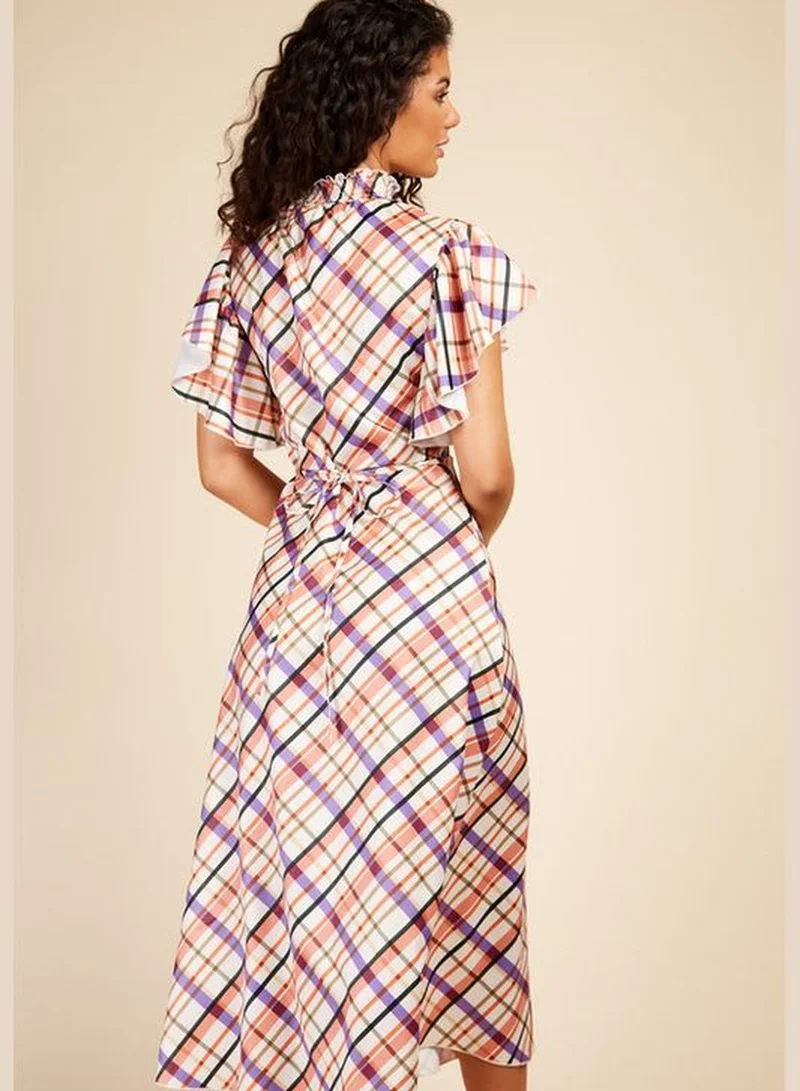 ليتل مسترس Little Mistress Check Satin Midaxi Dress