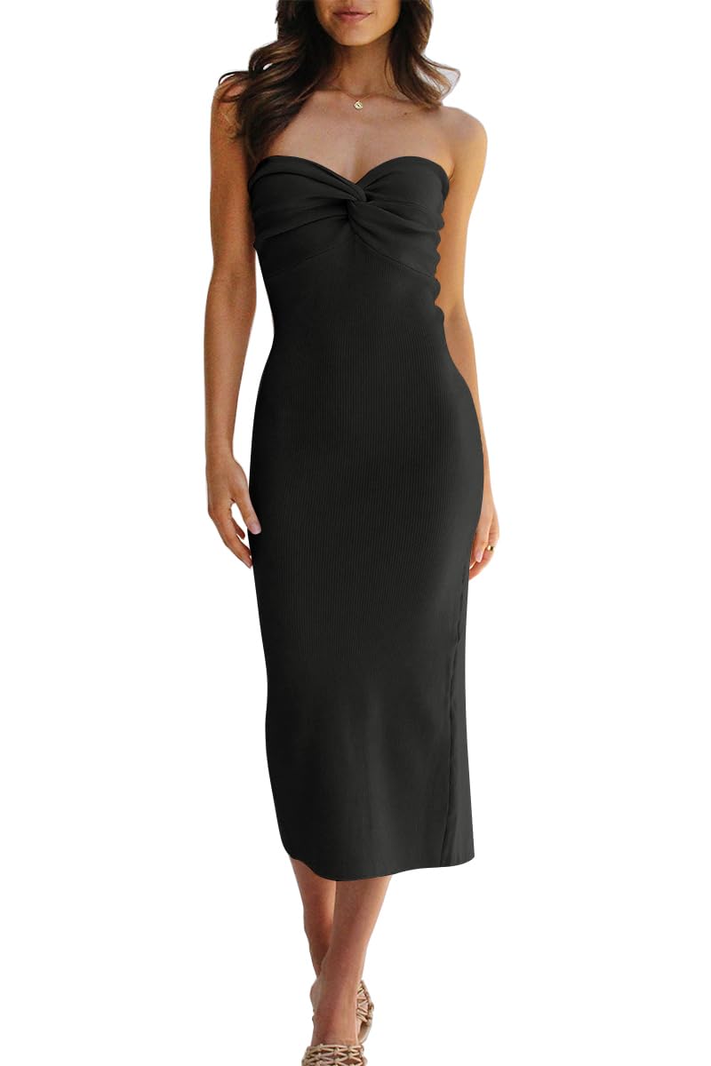 LILLUSORY Spring Dress Women 2025 Summer Fashion Trendy Casual Long Midi Dresses Party Sexy Bodycon Baby Shower Y2K Maxi Sun Sundress Birthday Dress Clothes Outfits Black - Image 1