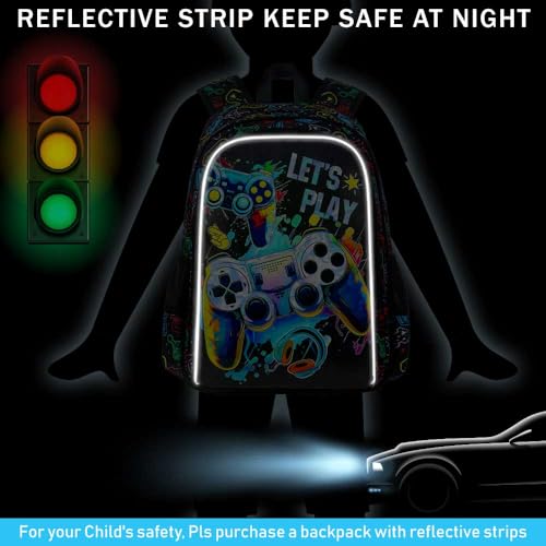 KLFVB 3PCS Boys Backpack, 16" Game Kids Bookbag and Lunch Box, Water Resistant Preschool Backpacks for Elementary Students - Image 2