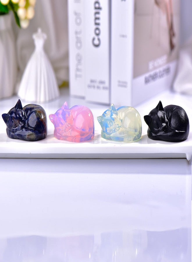 Ytbeoxk 2.1 Inch Opal Cat Crystal Statue, Healing Crystal Sleeping Cat Gemstones Decorations, Lucky Cute Kitten Figurines, White Cat Gift Home Office Desk Decor for Women and Men - Image 4