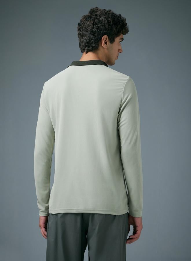 Technosport Men Slim Fit Contrast Panel Polo - Image 5