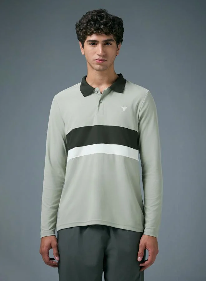 Technosport Men Slim Fit Contrast Panel Polo