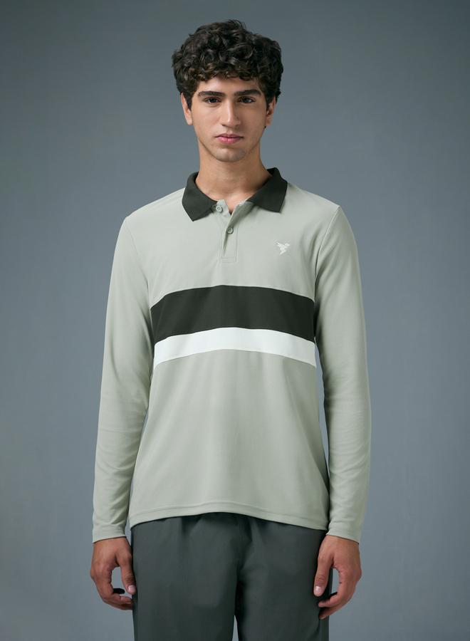 Technosport Men Slim Fit Contrast Panel Polo - Image 1