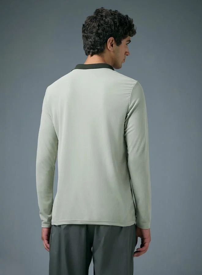 Technosport Green Technosport Men Slim Fit Contrast Panel Polo for Men | Best Price UAE