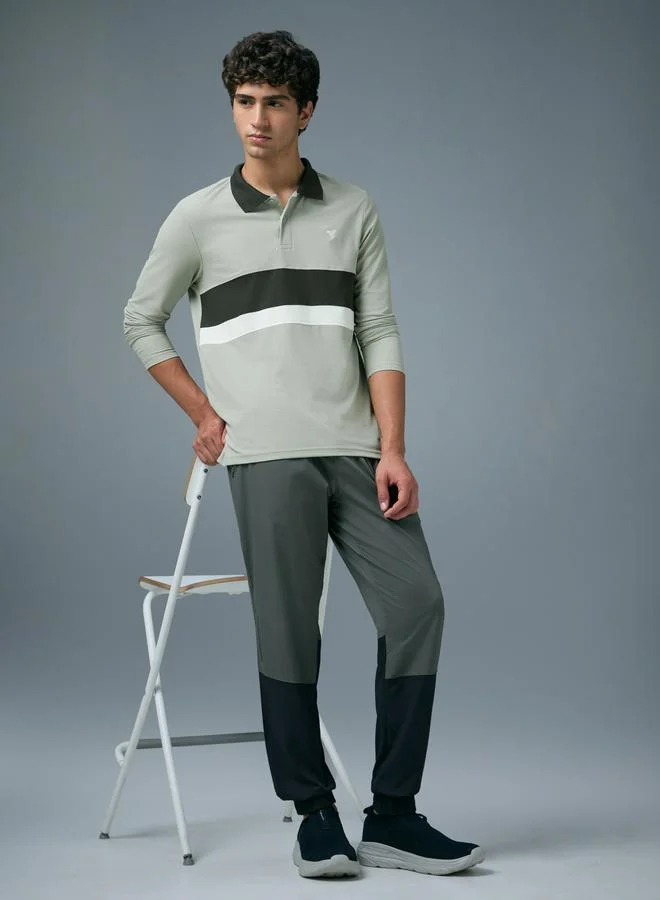 Technosport Green Technosport Men Slim Fit Contrast Panel Polo for Men | Best Price UAE